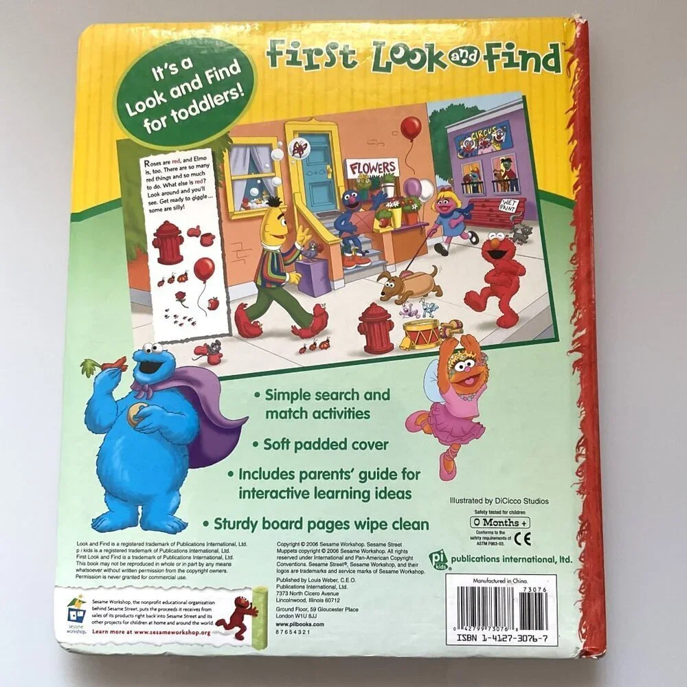 VINTAGE SESAME STREET ELMO & FRIENDS LOOK AND FIND BIG BOOK